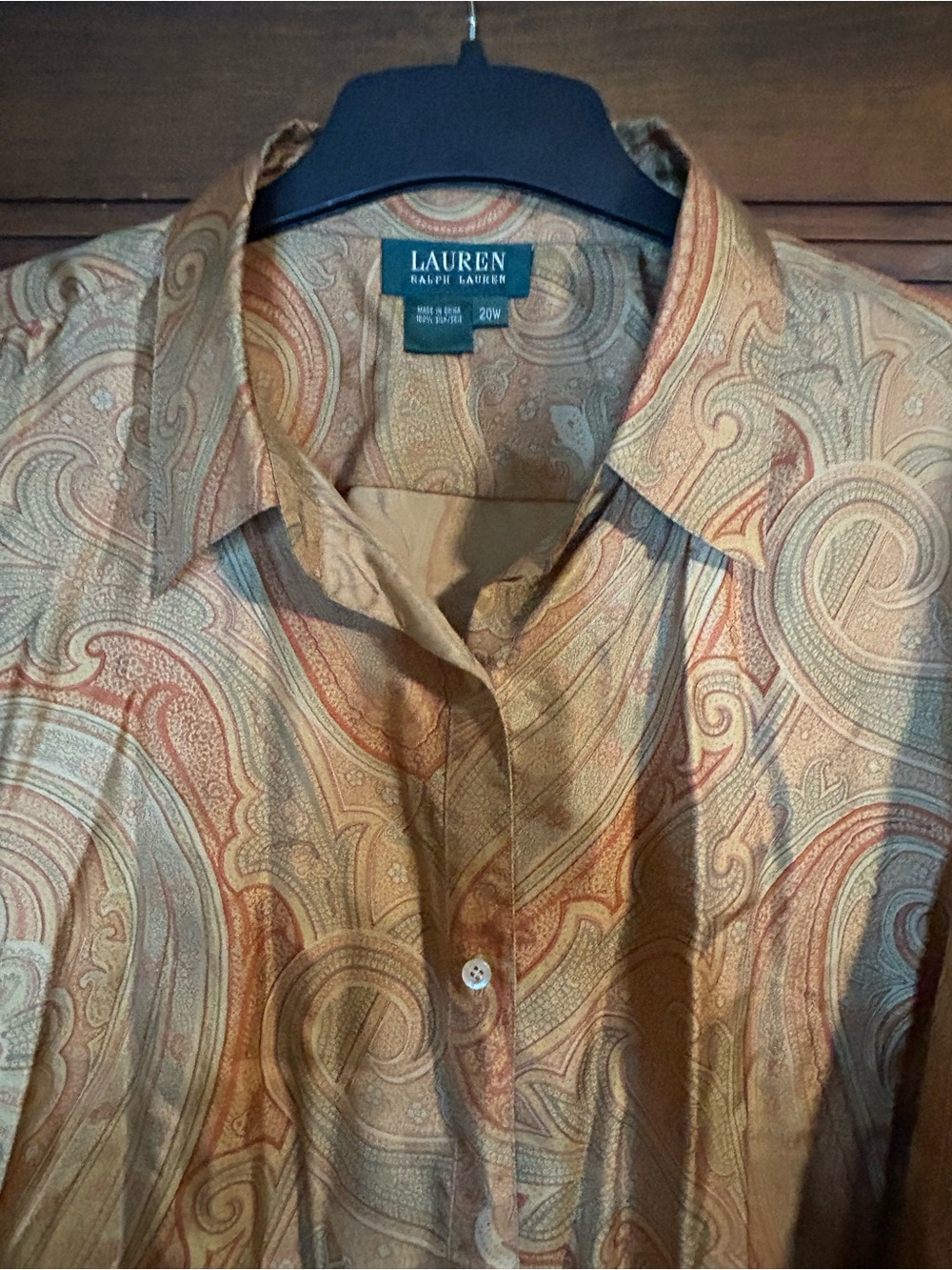Lauren Ralph Lauren 100% Silk Paisley Button Up Blouse 20W - Picture 3 of 9